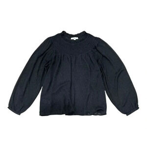 Loft Brown Animal Print Raglan Neck Balloon Sleeve Chiffon Blouse L